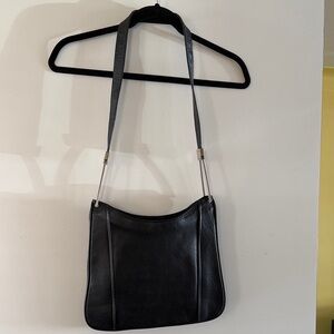 Vintage Black  Leather  shoulder Bag with metal details.One of a kind.